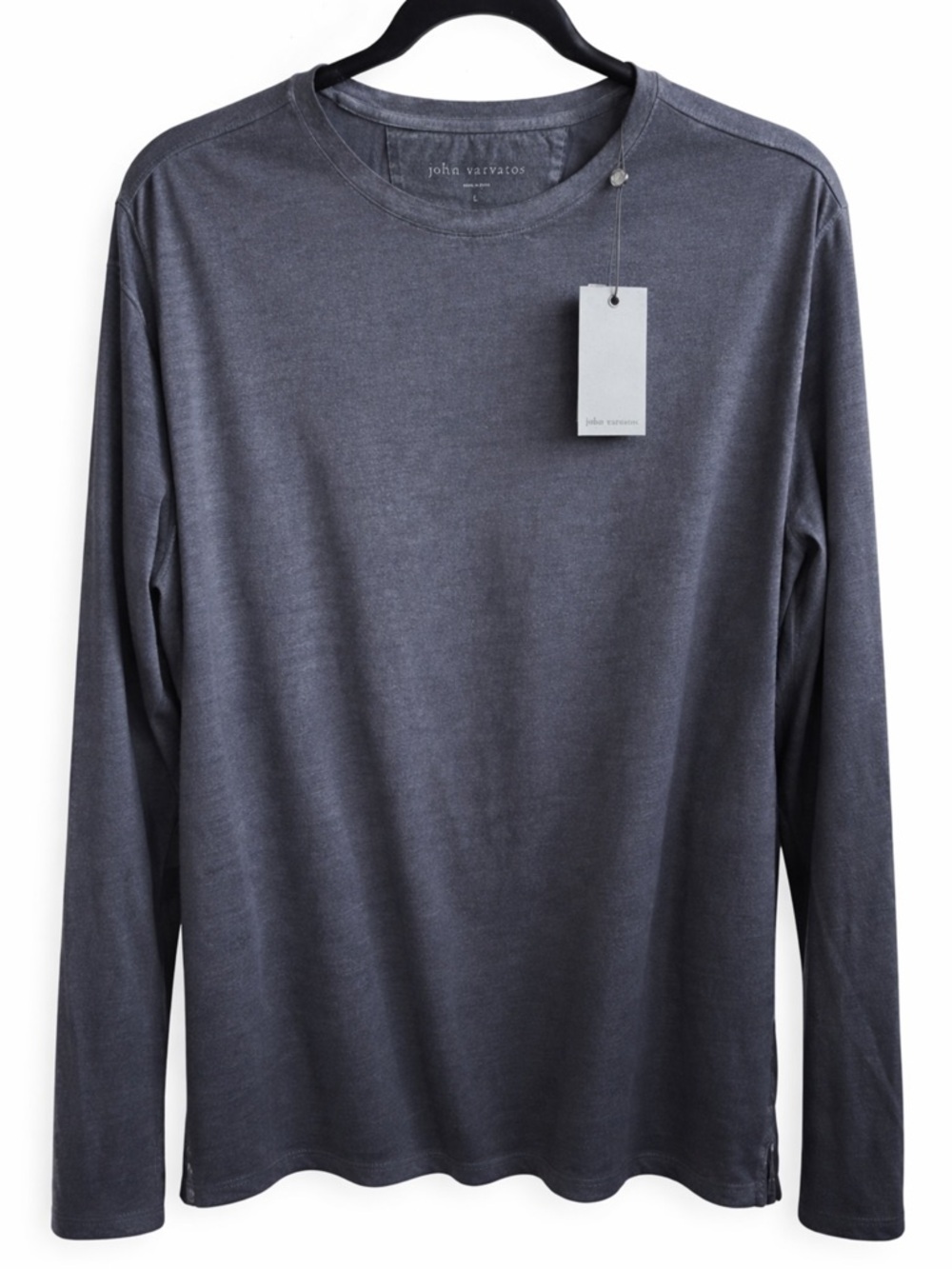 John Varvatos Men's Long Sleeve Crew Neck Shirt - Navy size Lg